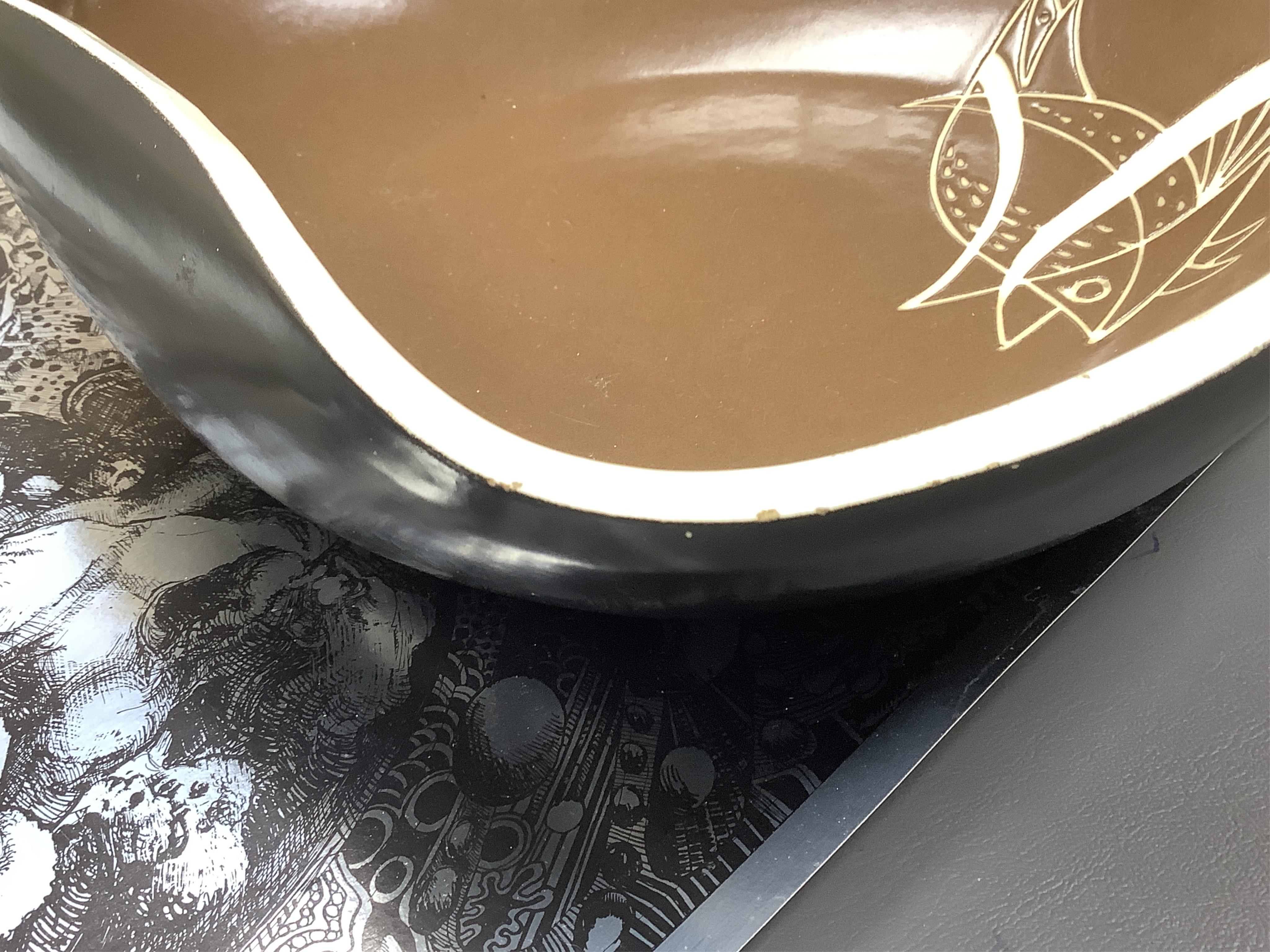 A Royal Lancastrian bowl with stylised decoration, 32cm wide